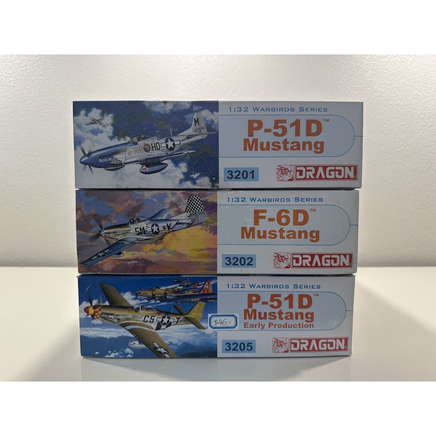 VINTAGE *NEW* DRAGON 1:32 Warbirds Series Mustang Set #3201, 3202, 3205 P-51DX2/F-6D