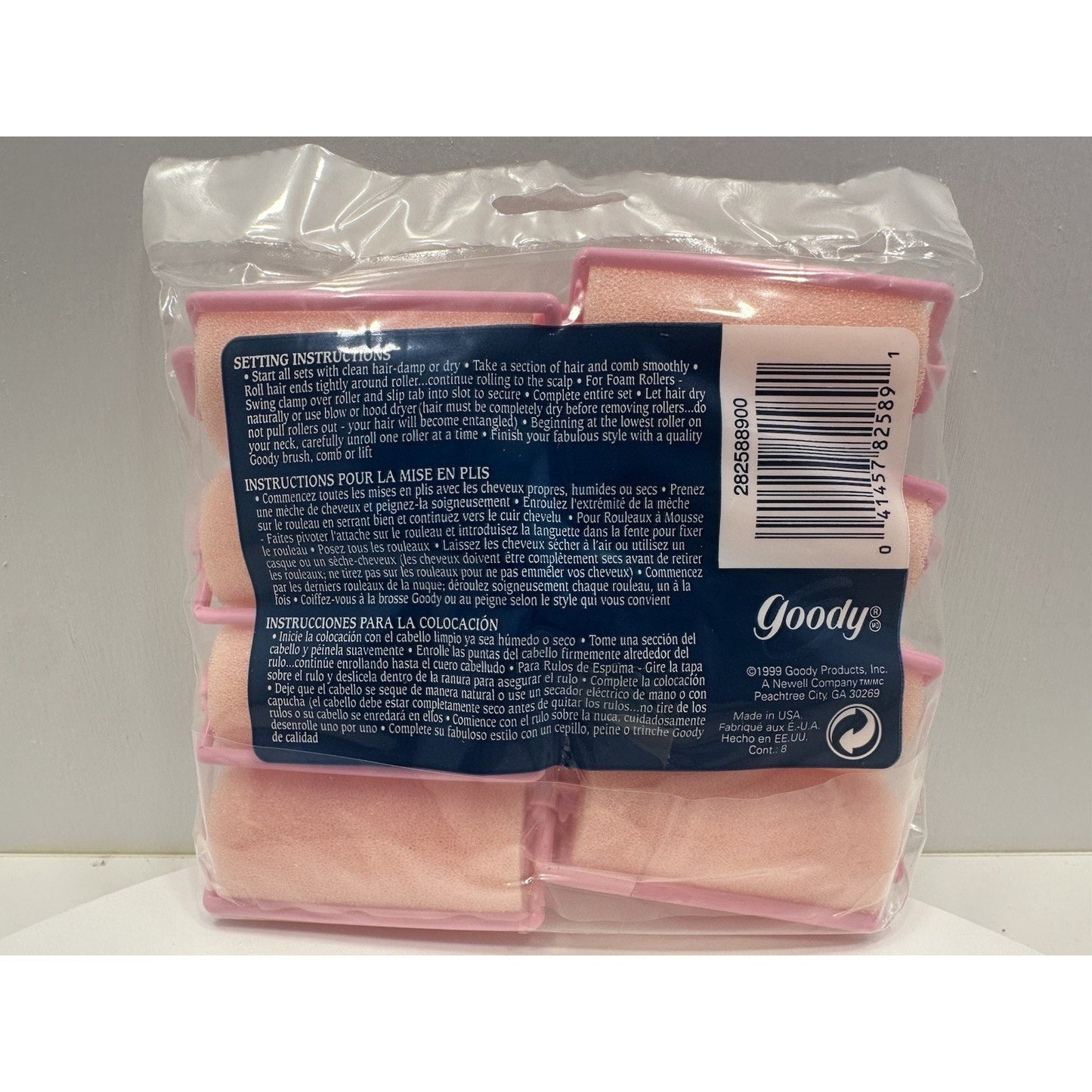 VINTAGE *NEW* 1999 Goody 8 JUMBO Pink Foam Rollers 82589 USA