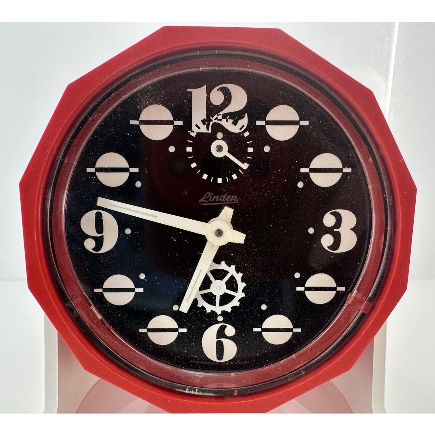 VINTAGE *NEW* 1980's Linden Retro Alarm Table Clock Red Germany