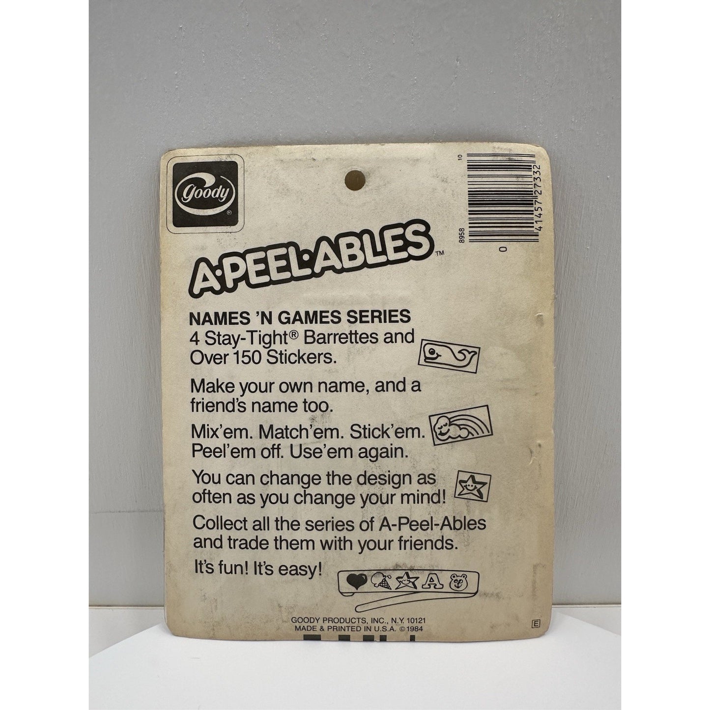 VINTAGE *NEW* 1984 Goody A*Peel*ables DIY Barrettes USA