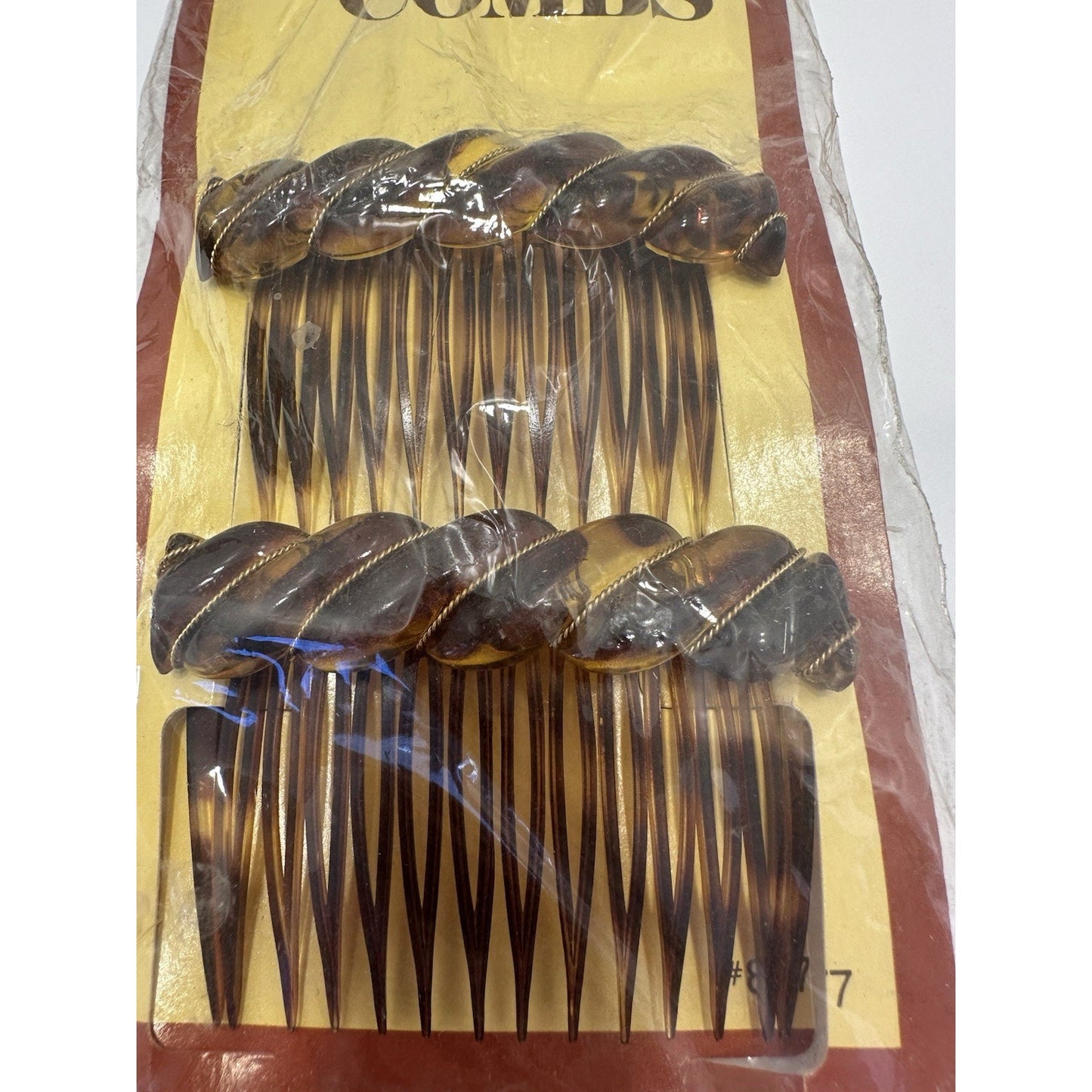 VINTAGE *NEW* 1975 Goody Kant-Slip Fashion Combs Twisted Tortoise Set of 2