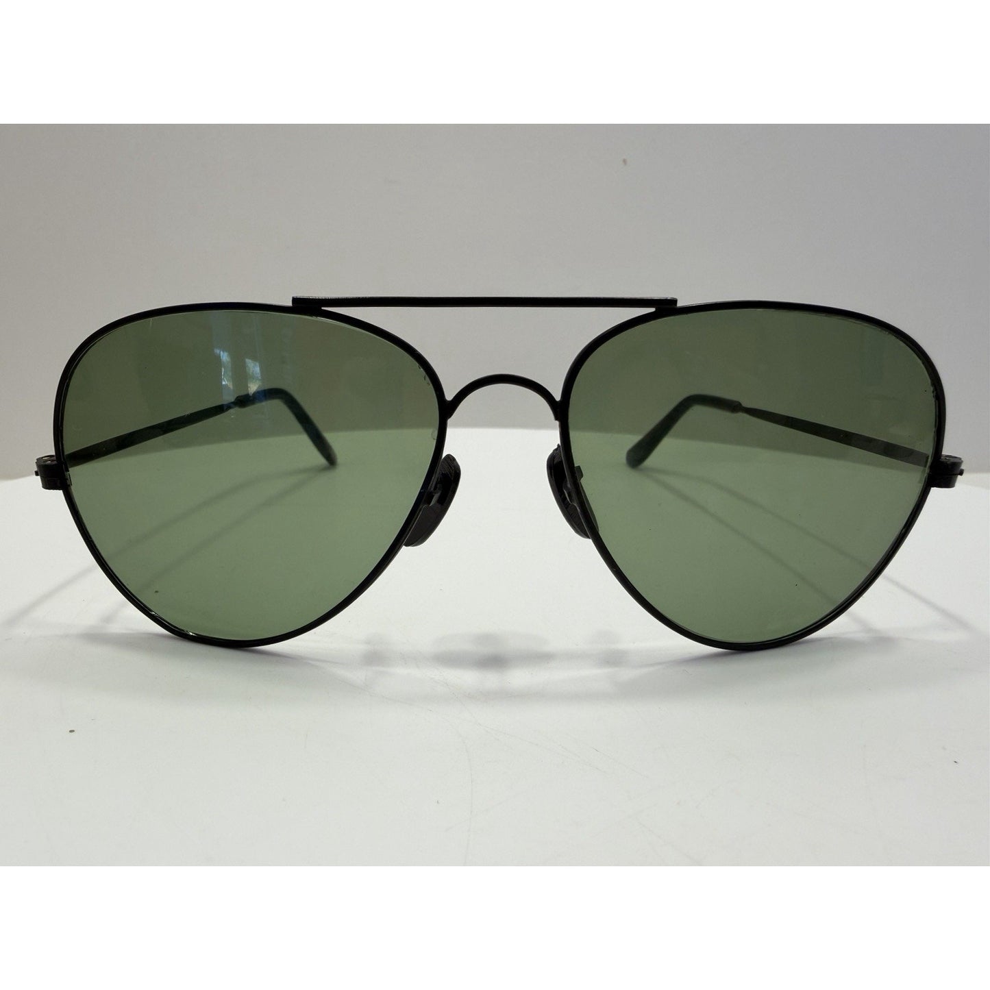 VINTAGE *NEW* 1970's Aviator Black Metal Frame Smoke Green Lens Sunglasses