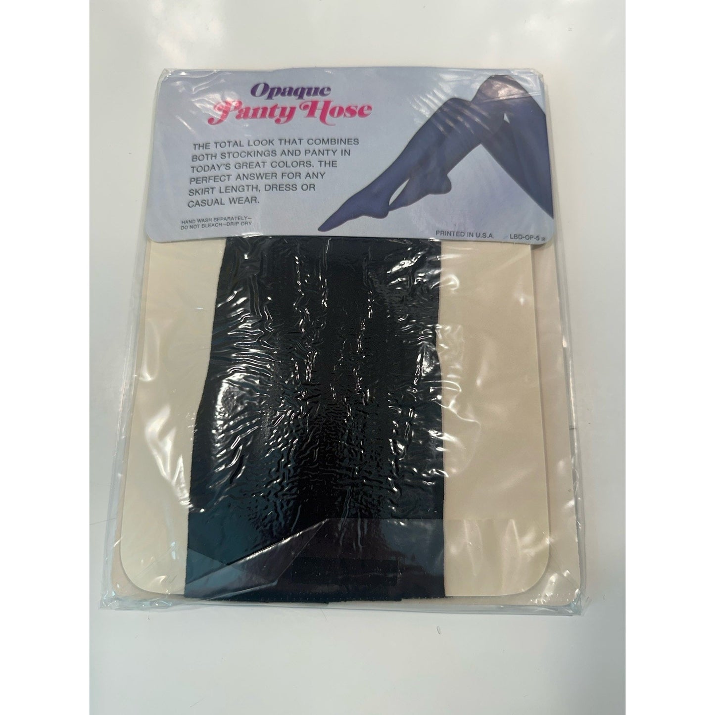VINTAGE *NEW* Opaque 100% Nylon Panty Hose-Black/Long 5"6-5"9-6 pair