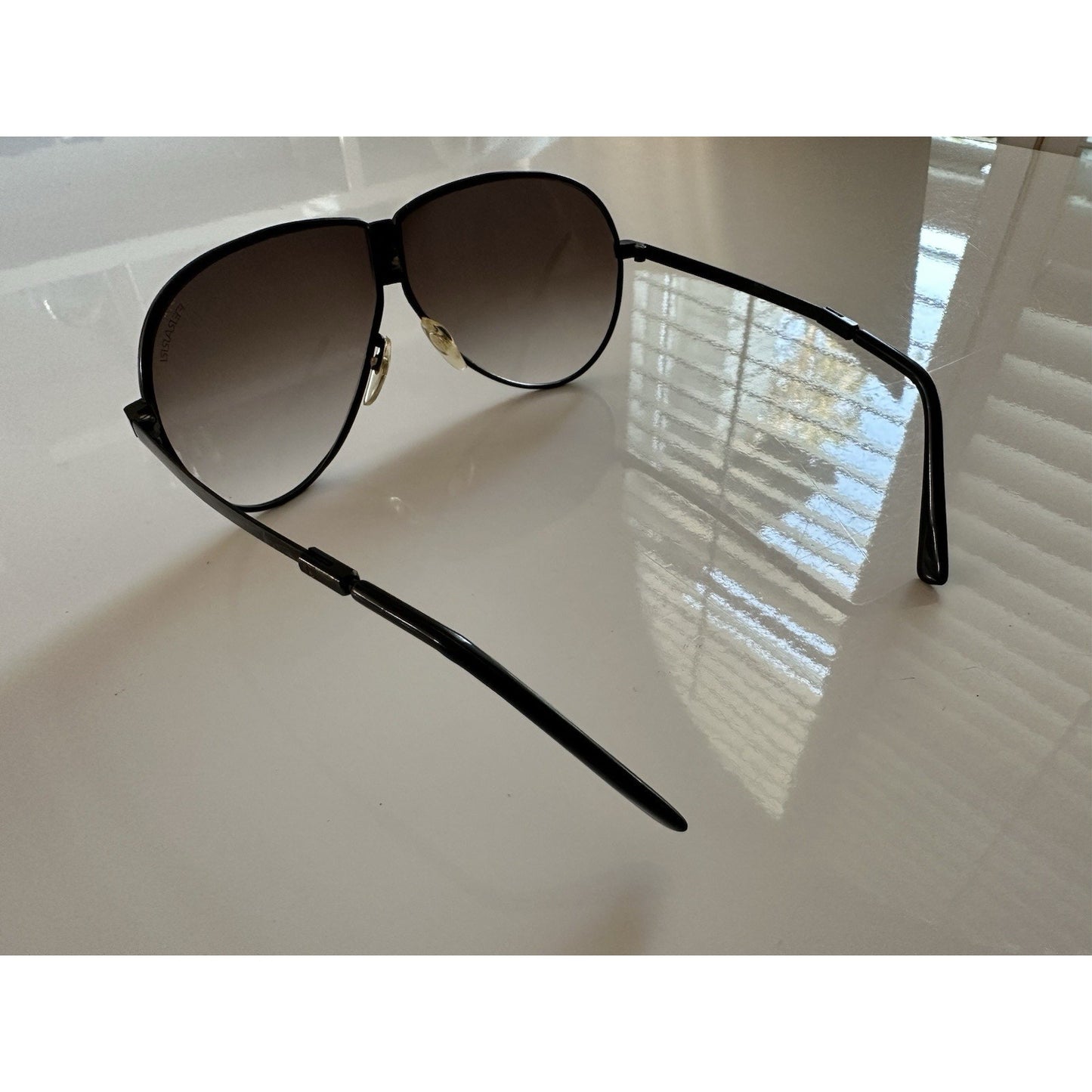 VINTAGE *NEW* 1980's Ferarri Foldable Black Metal Aviator Sunglasses