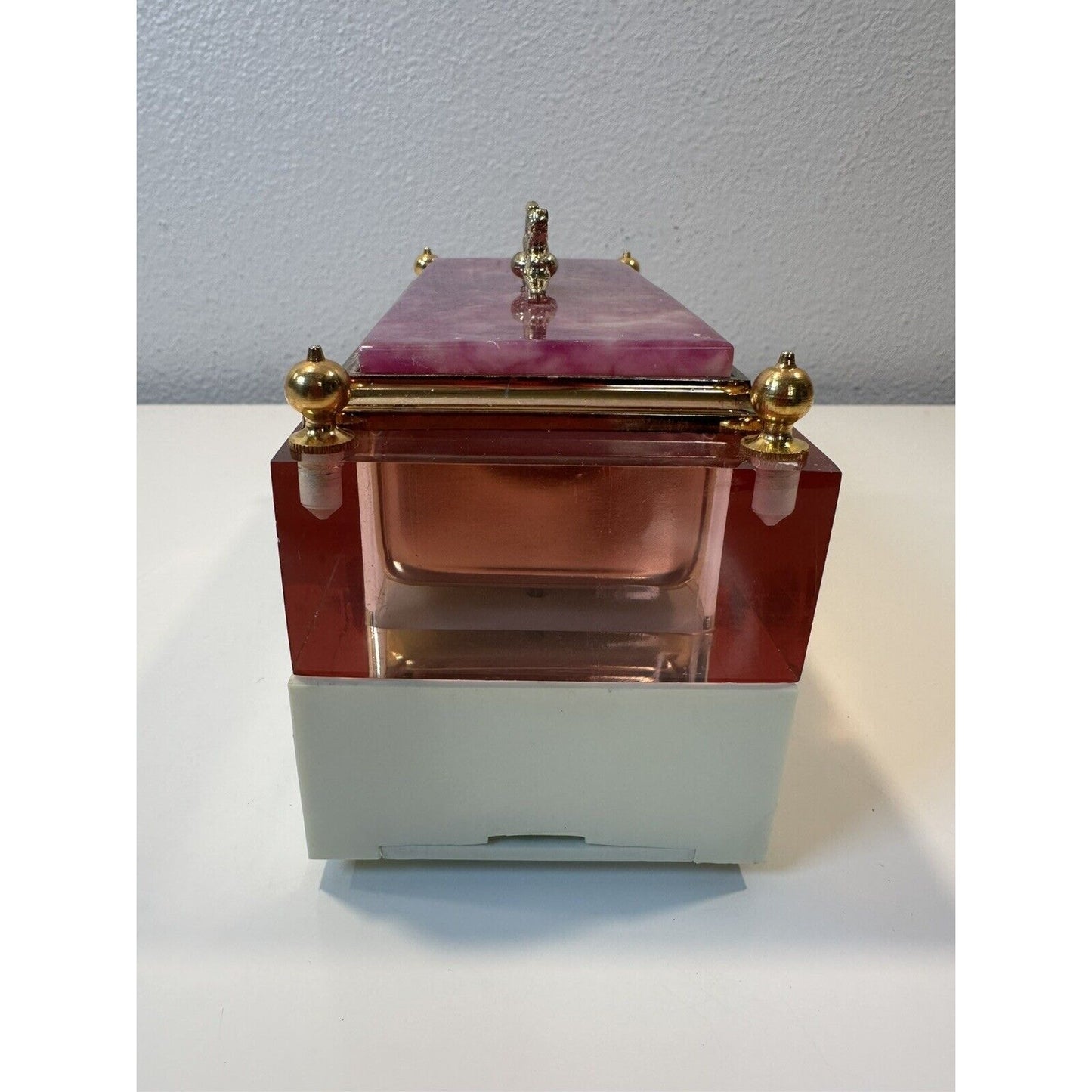 VINTAGE *NEW* 1950's Transistor Radio Jewelry Box Pink Gold