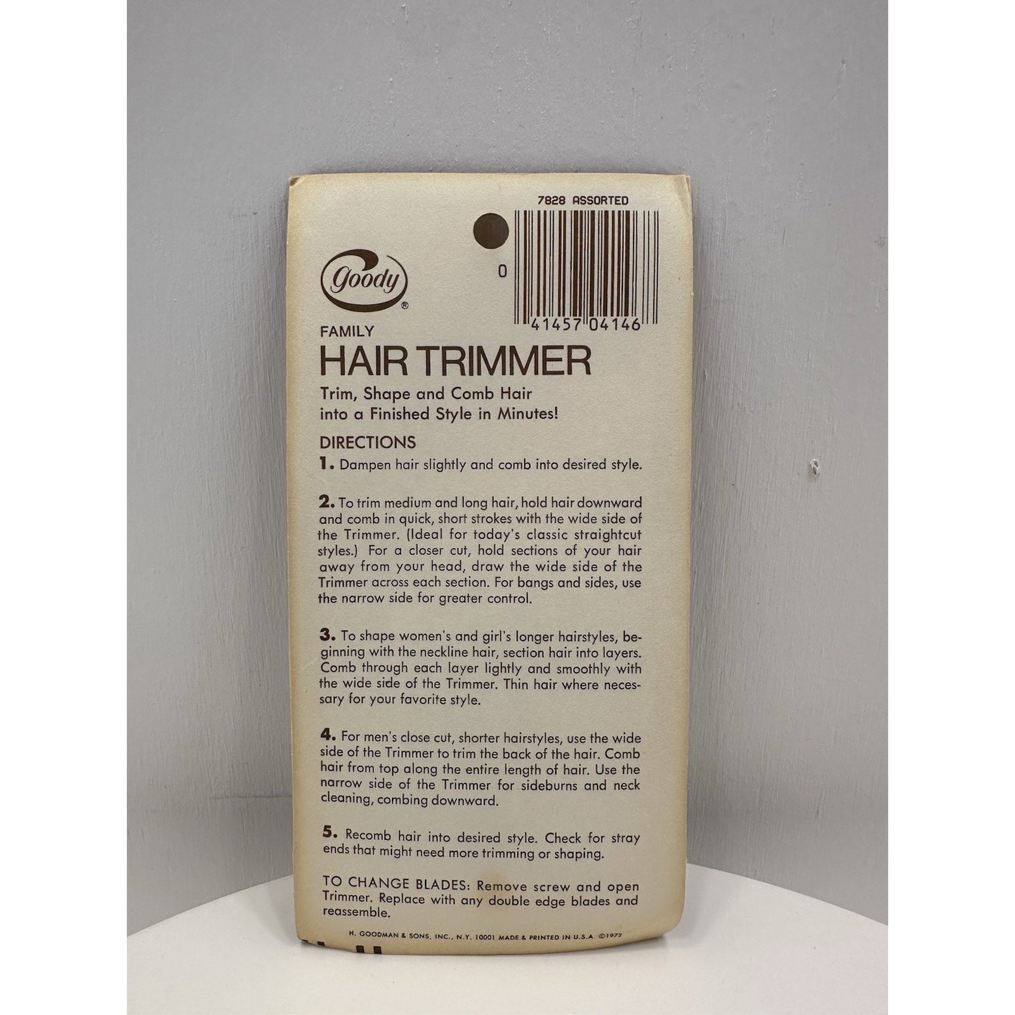 VINTAGE *NEW* 1972 Goody Family Hair Trimmer #7828 Black Comb 3.5"