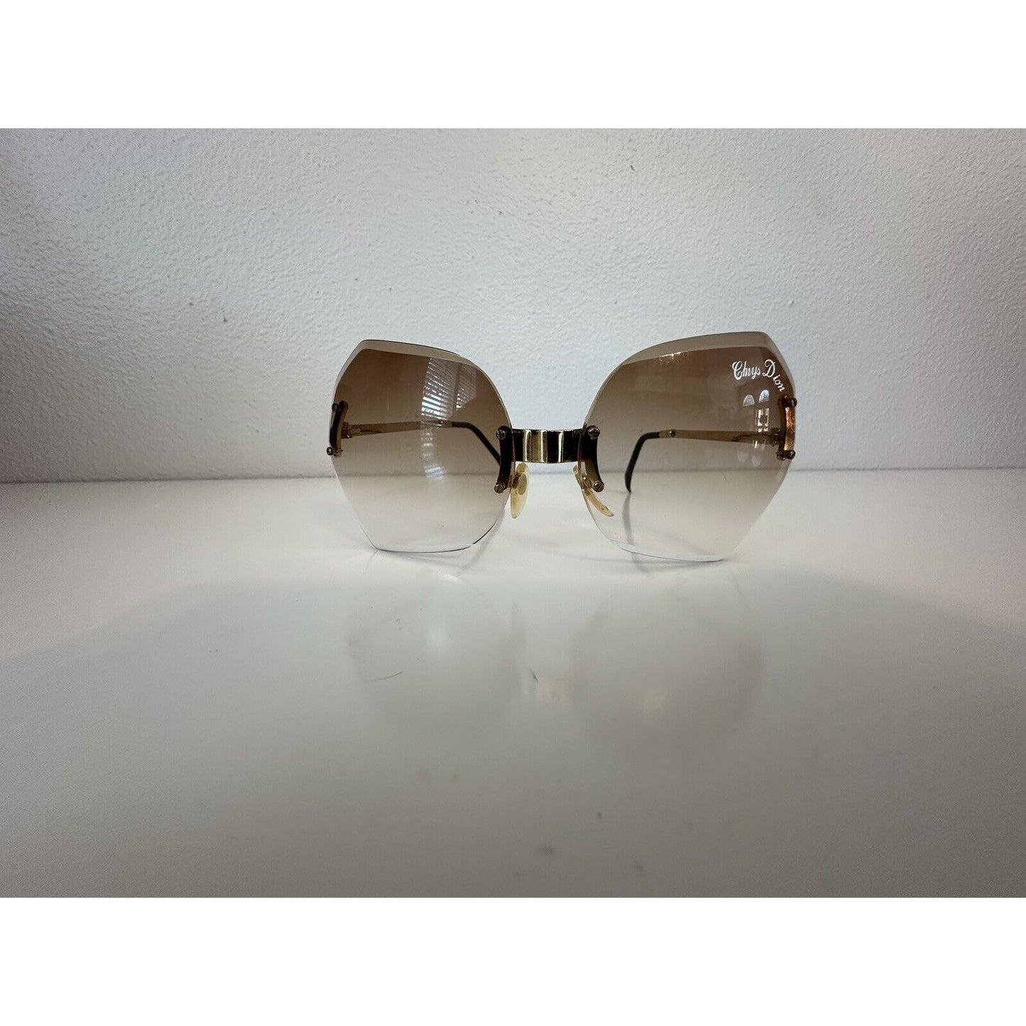 VINTAGE *NEW* 1970's ChrysDior Glam Sunglasses Brown Smoked Glass & Gold