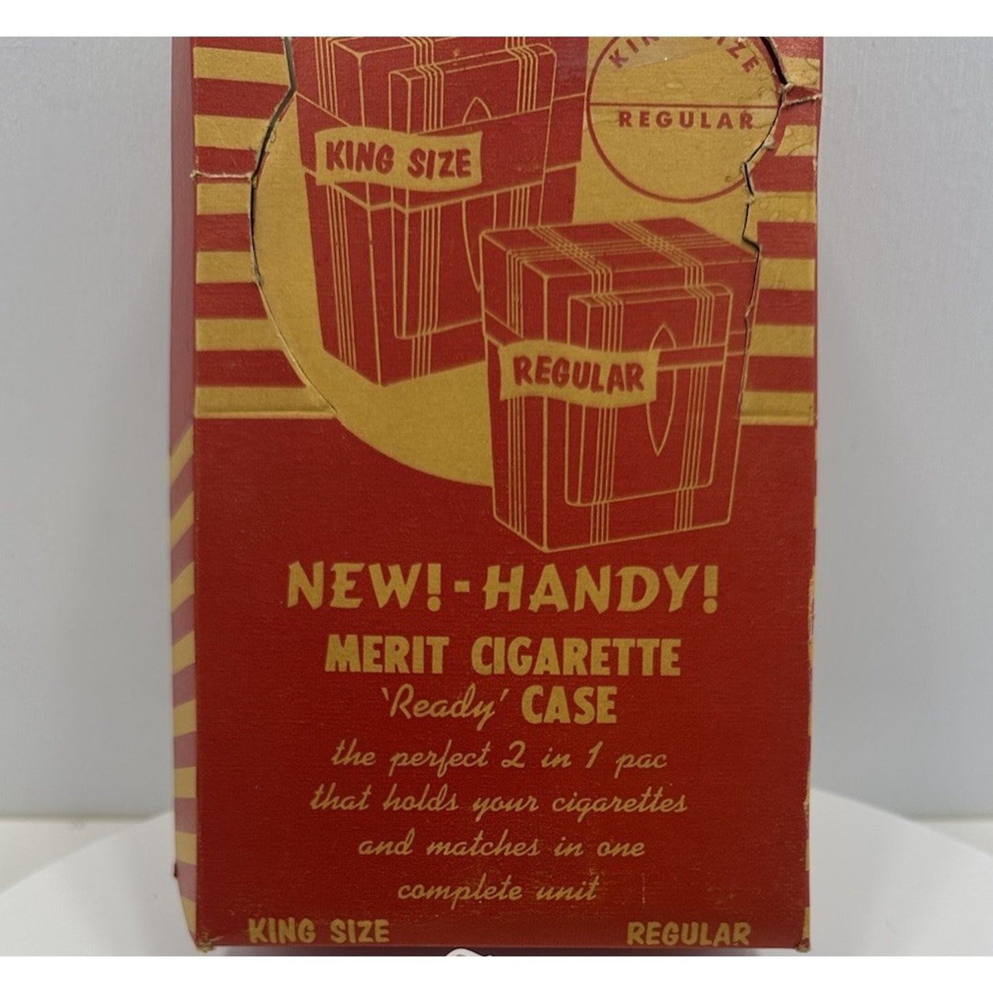 VINTAGE *NEW* 1960's Merit Plastic King Size Cigarette/Matches Red Case