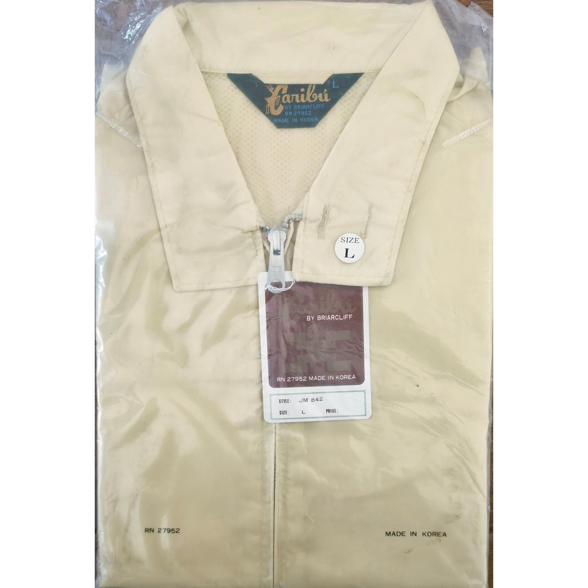 VINTAGE *NEW* 1970's Men's Caribu Yellow All Weather Zip Hood Jacket Size L