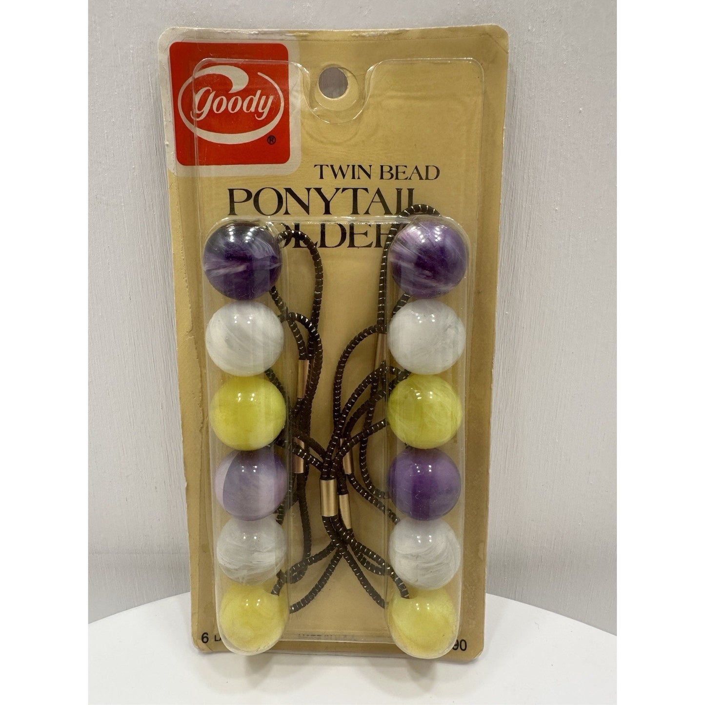 VINTAGE *NEW* 1982 Goody 9790 Twin Bead Marble Ponytail Holders