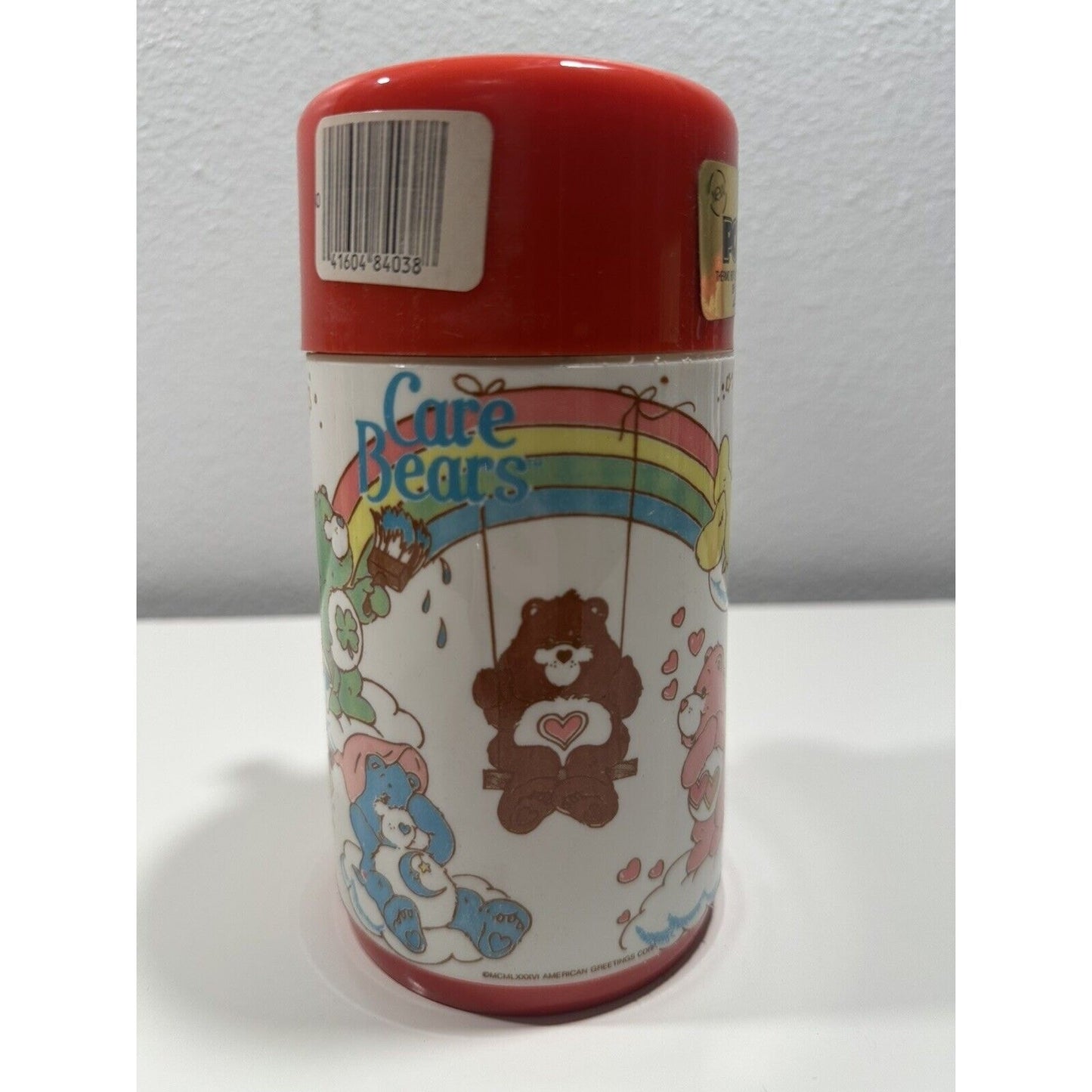 VINTAGE *NEW* 1980's Aladdin Care Bears 8-Ounce Pop-Top Plastic Thermos