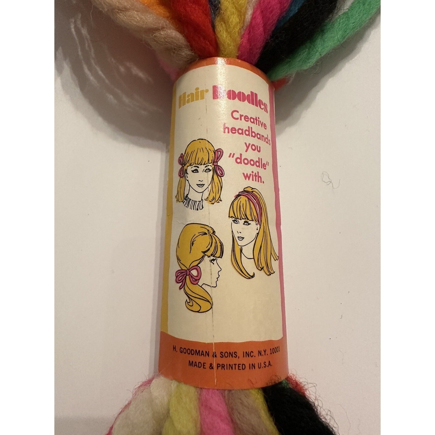 VINTAGE *NEW* 1970's/1980's Goody Hair Doodles Thick 42" MULTICOLOR 100% Wool