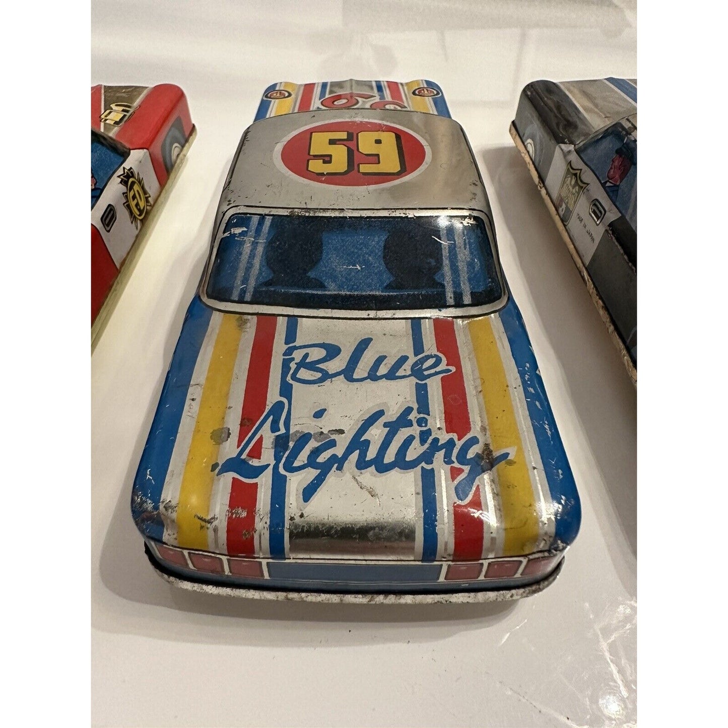 VINTAGE *NEW* 1950's Large Toy Metal Police, Fire Chief, Race Car Japan