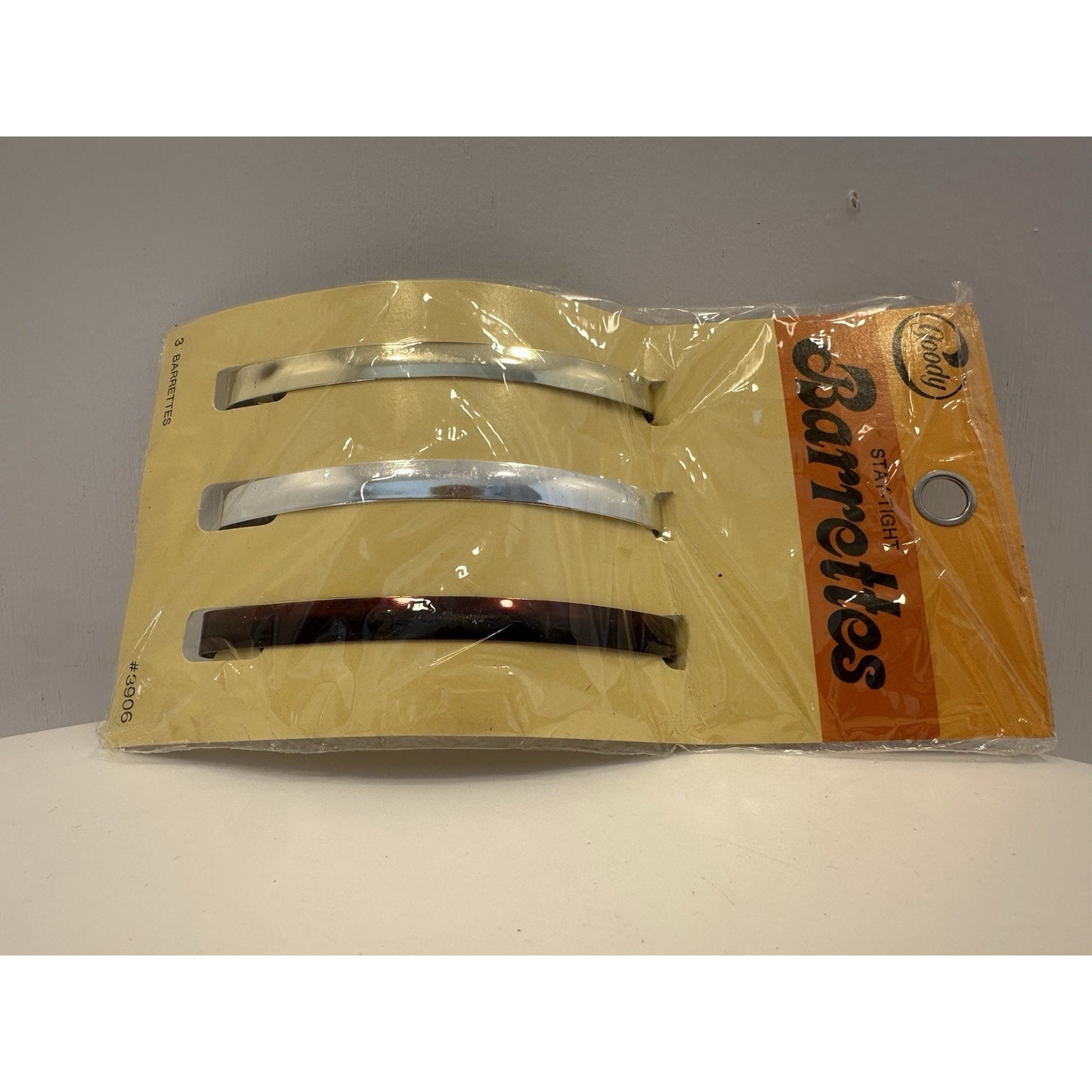 VINTAGE *NEW* 1975 Goody Stay Tight Clasp Barrettes Gold/Sil/Brown #3906 USA