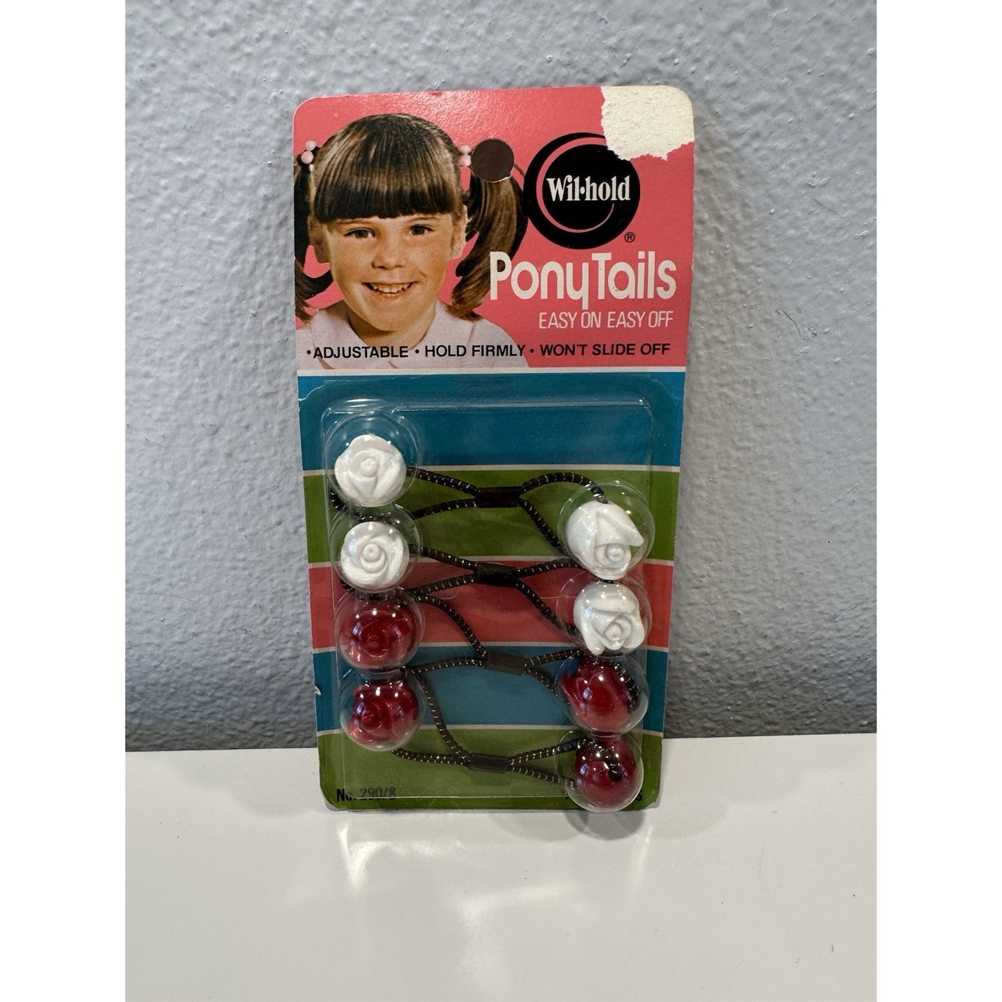 VINTAGE *NEW* 1980's Wil-hold Ponytail Holders Twin Flower Beads