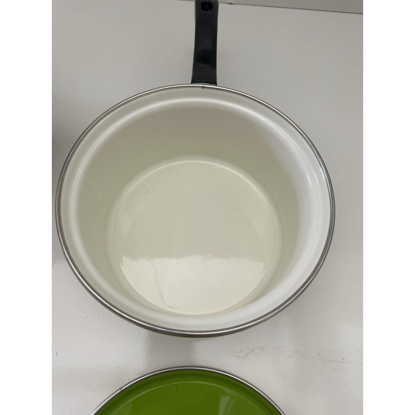 VINTAGE *NEW* 1970's 7-piece Green Lid Pot Pan and Skillet Set - RARE | Movie