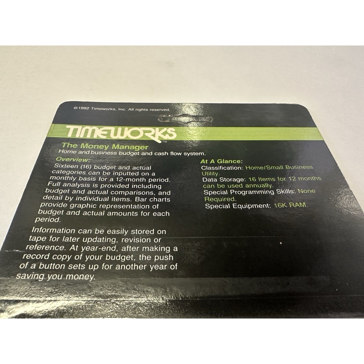 VINTAGE *NEW* Timeworks Money Manager - Sinclair 1000 Cassette