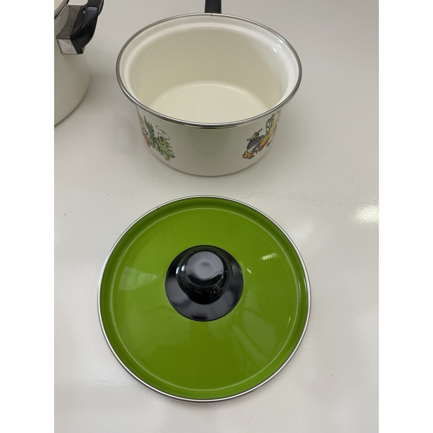 VINTAGE *NEW* 1970's 7-piece Green Lid Pot Pan and Skillet Set - RARE | Movie