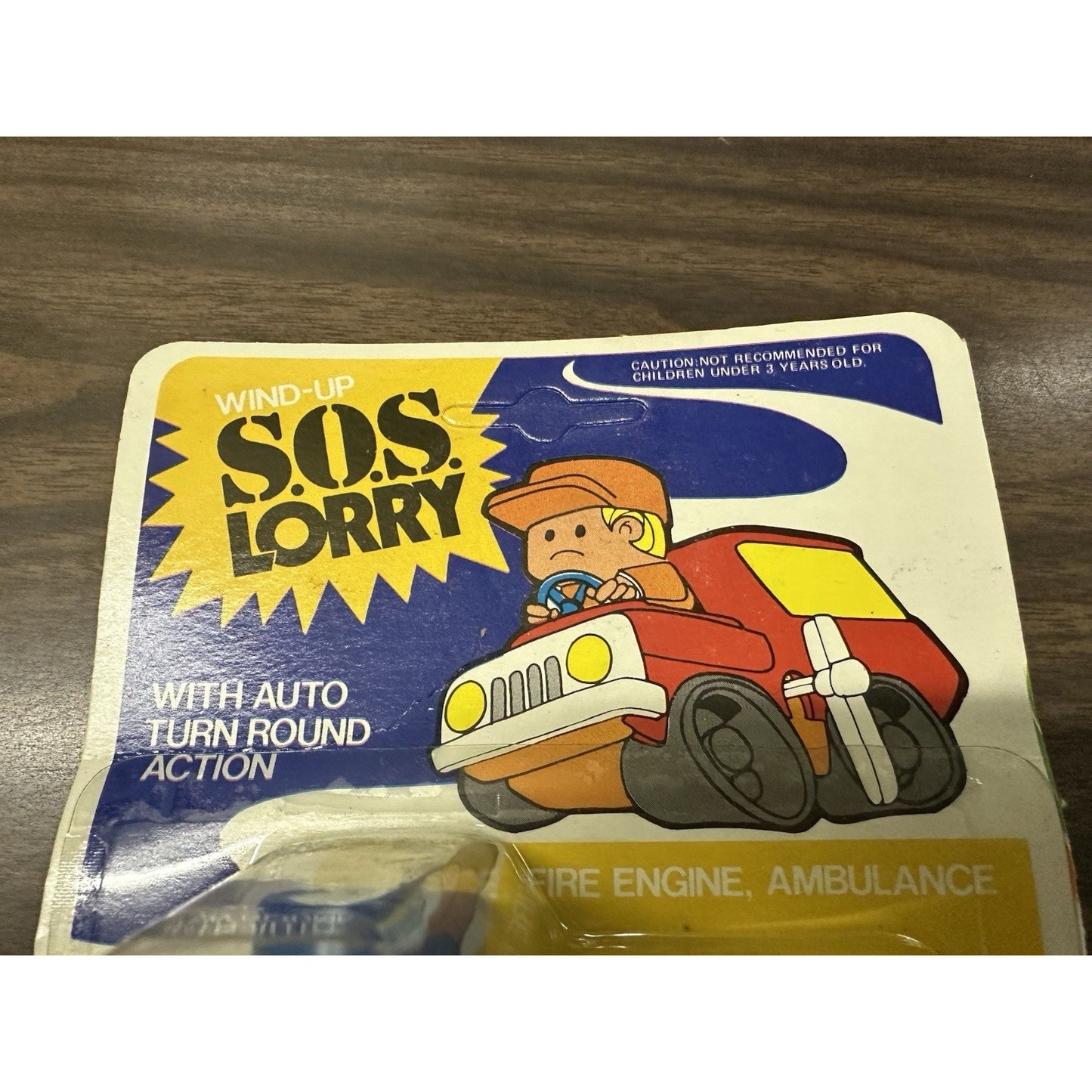 VINTAGE *NEW* 1970'S Wind Up SOS Lorry Police Plastic Toy