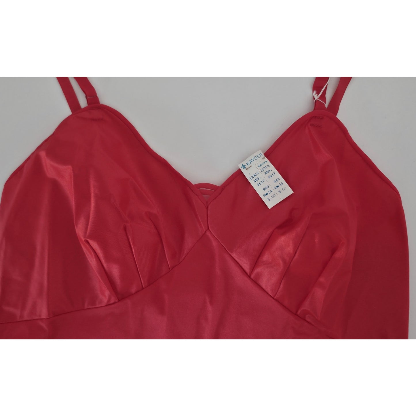 VINTAGE *NEW* 1960's Kayser Women's Red TRICOT Nylon Long Slip Size 34