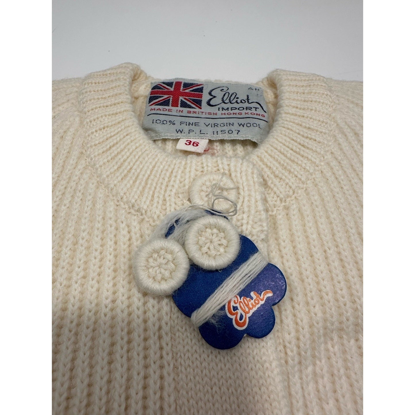 VINTAGE *NEW* Elliot 100% Pure Virgin Wool Dorset Btn Cardigan Sweater Wht Sz 36
