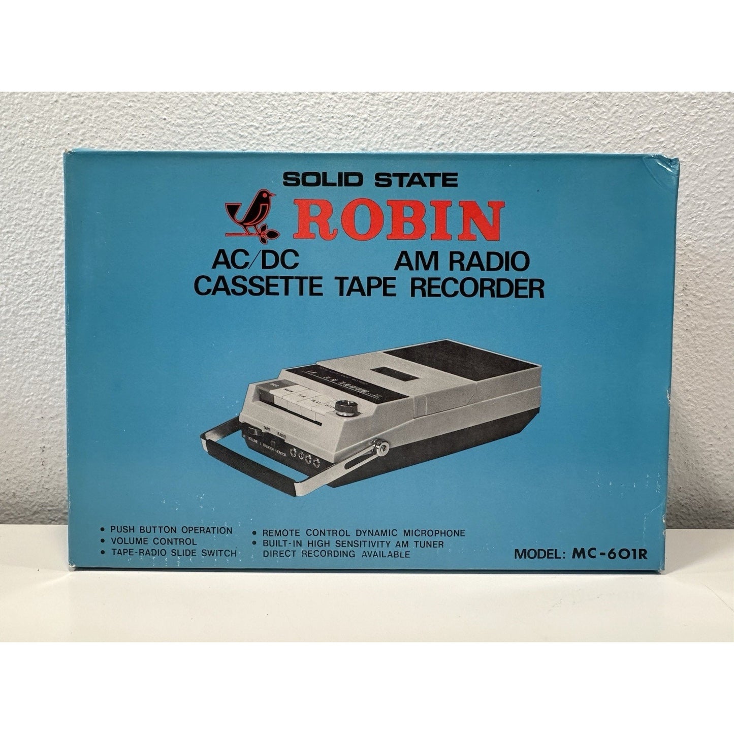 VINTAGE *NEW* Robin Solid State MC-601R AM Radio Cassette Recorder AC?DC Mic