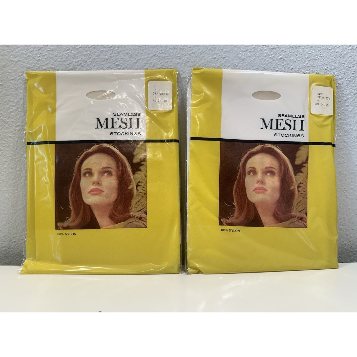 VINTAGE *NEW* 1950's Hosiery Seamless Mesh-Off White Sz 9 X 6-pack