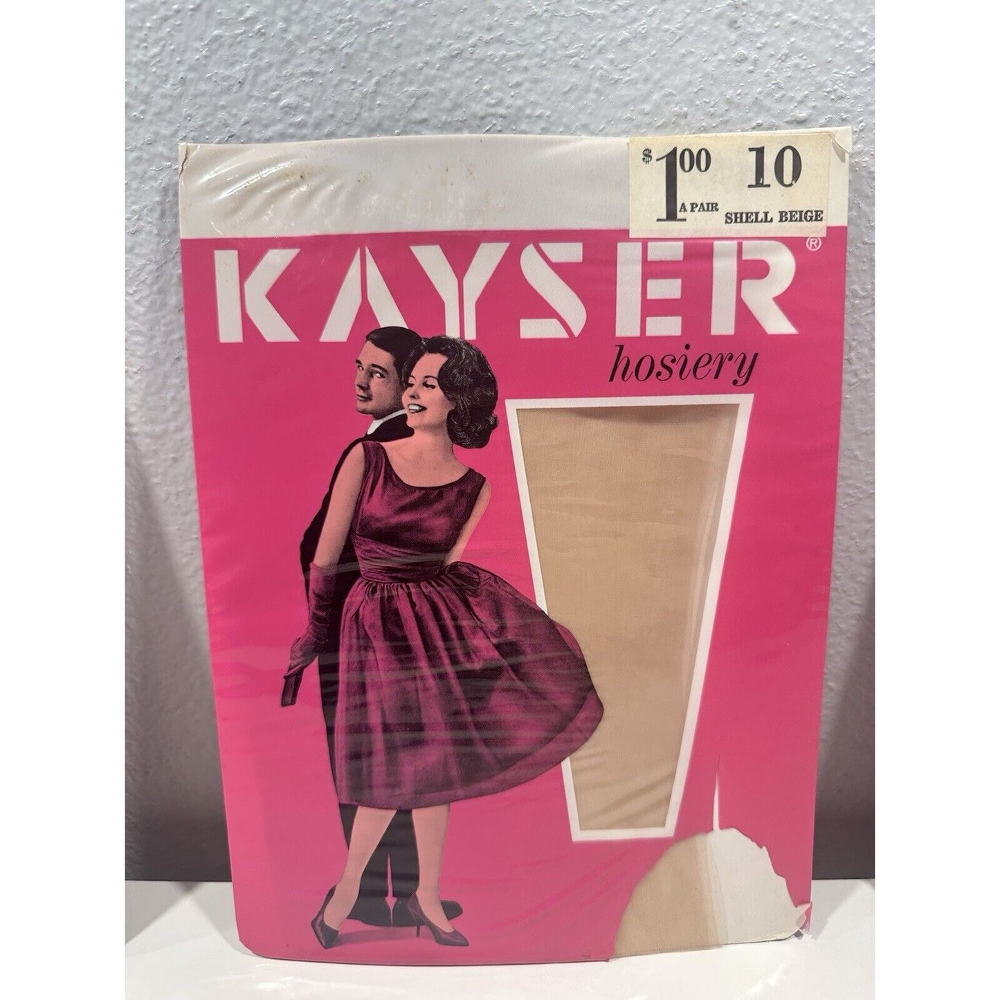 VINTAGE *NEW* 1950's Kayser Hosiery Seamless-Self Service-Shell Beige Sz 10 X 3