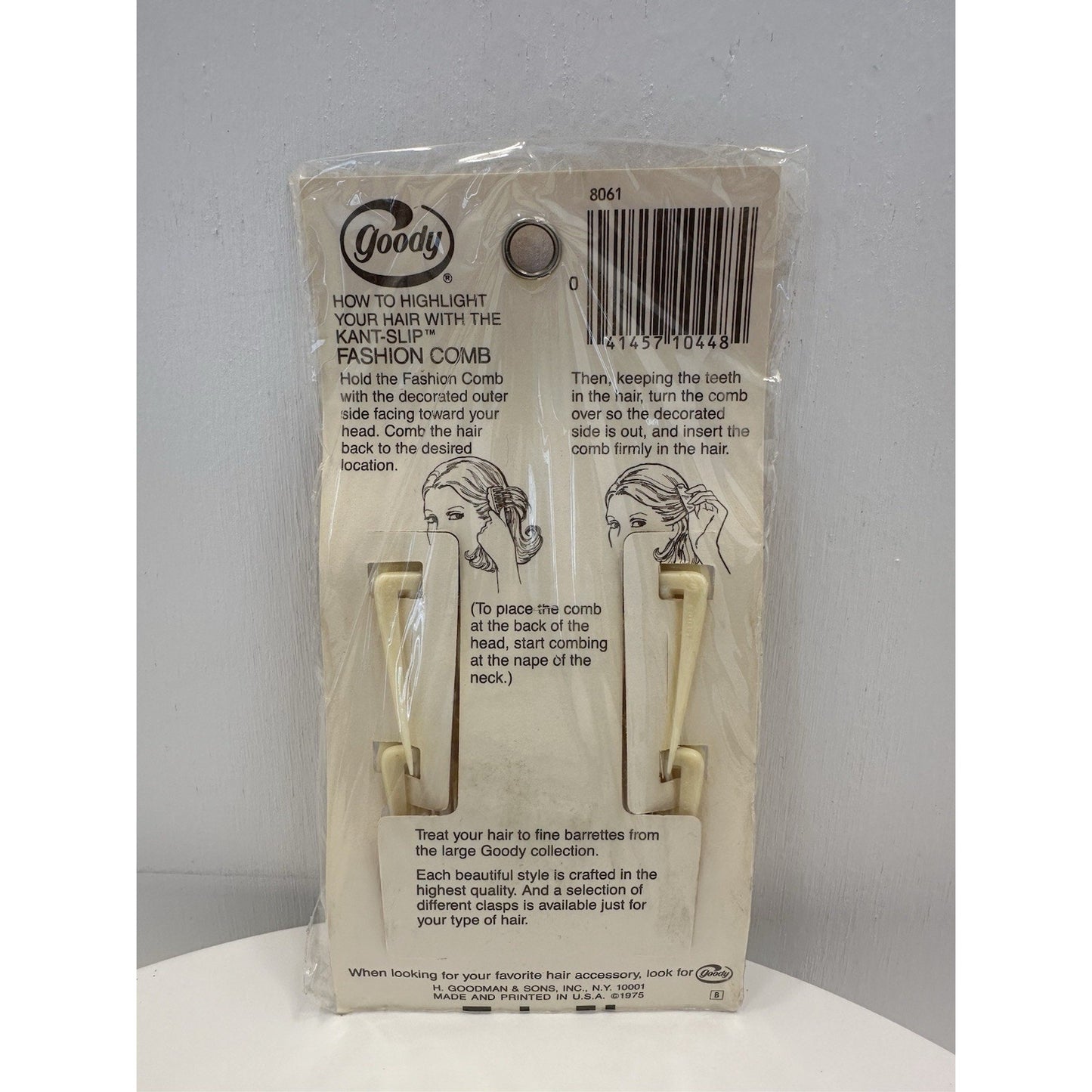 VINTAGE *NEW* 1975 Goody 8161 Kant-Slip Fashion Combs w/Bluebirds USA