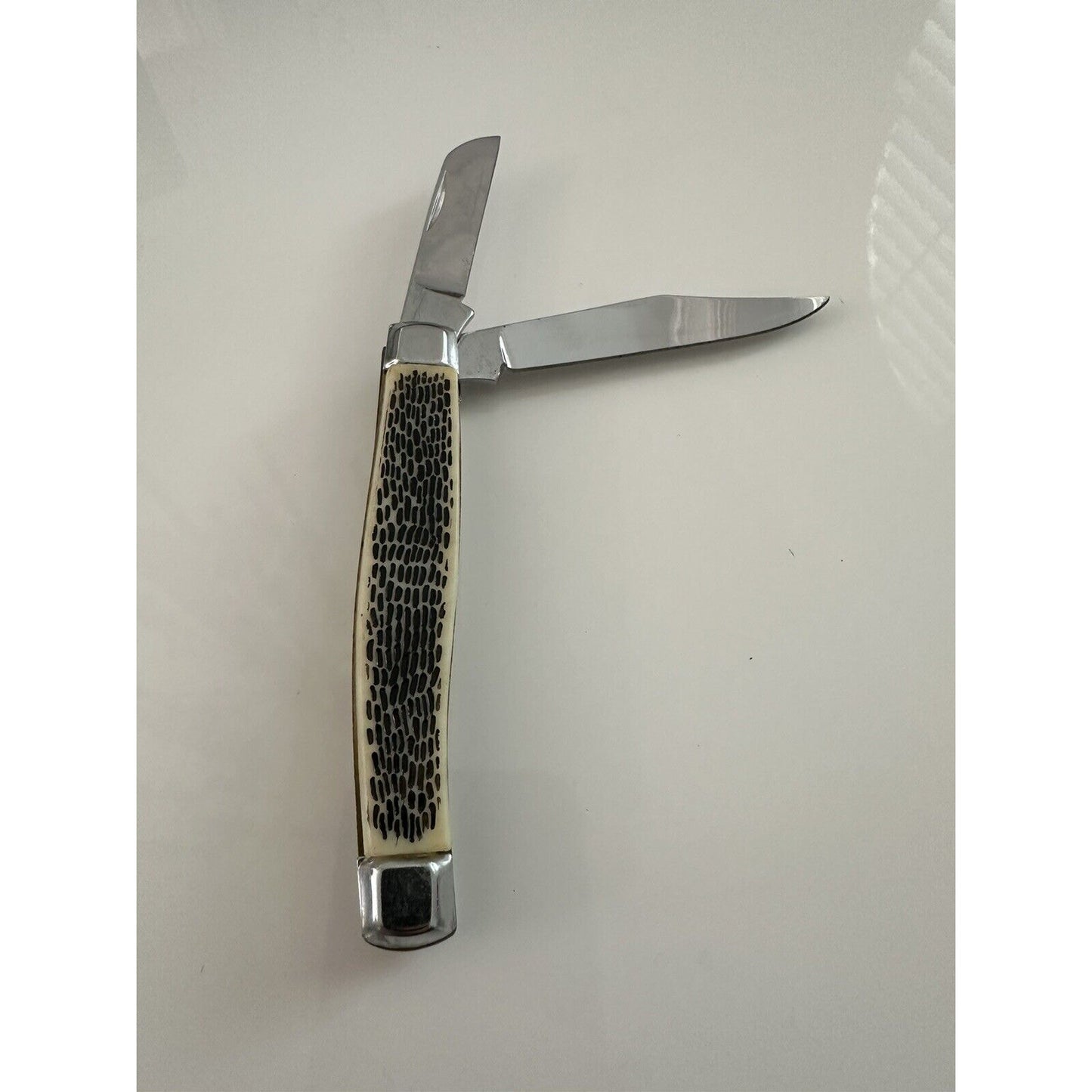 VINTAGE *NEW* Bone/Silver Handle Pocket 2-Blade Knife