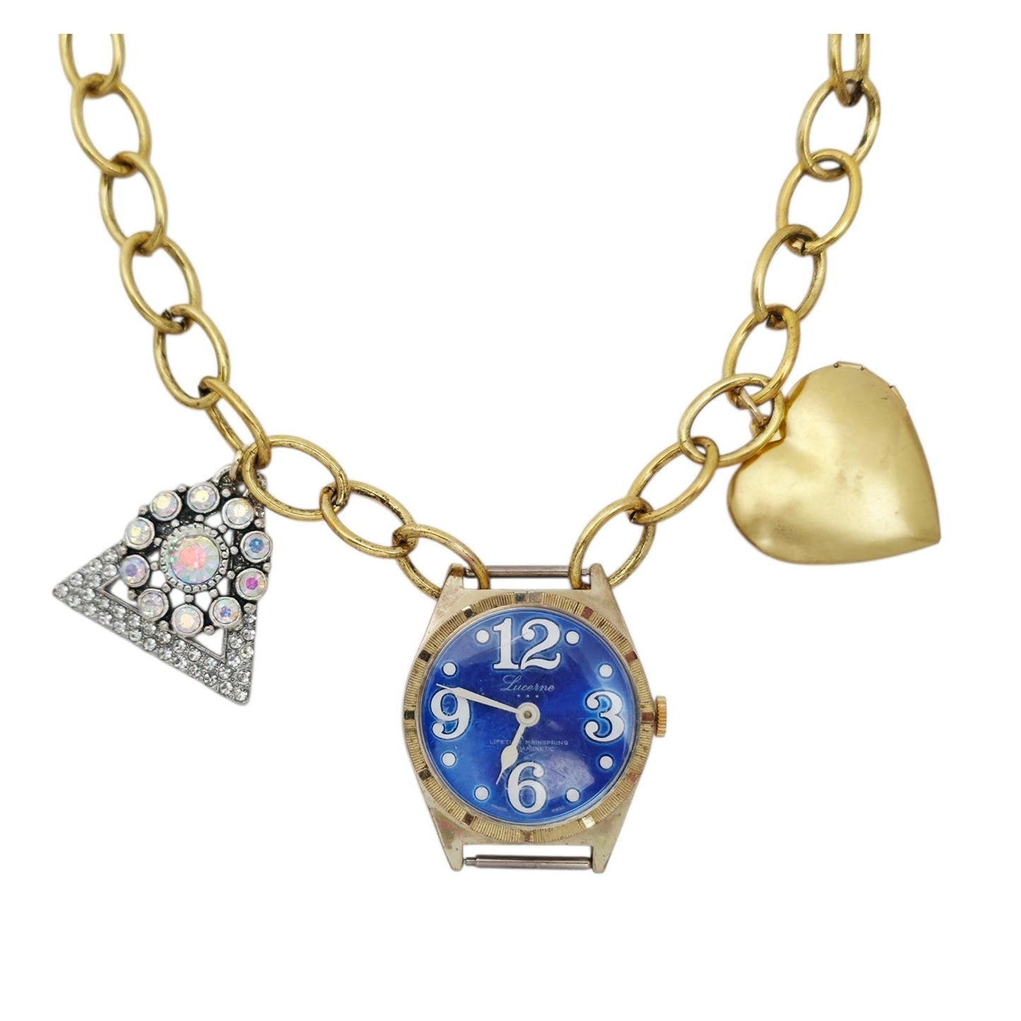 Vintage 1960's Lucerne Blue Watch Face Necklace Custom Made | Limited Edition