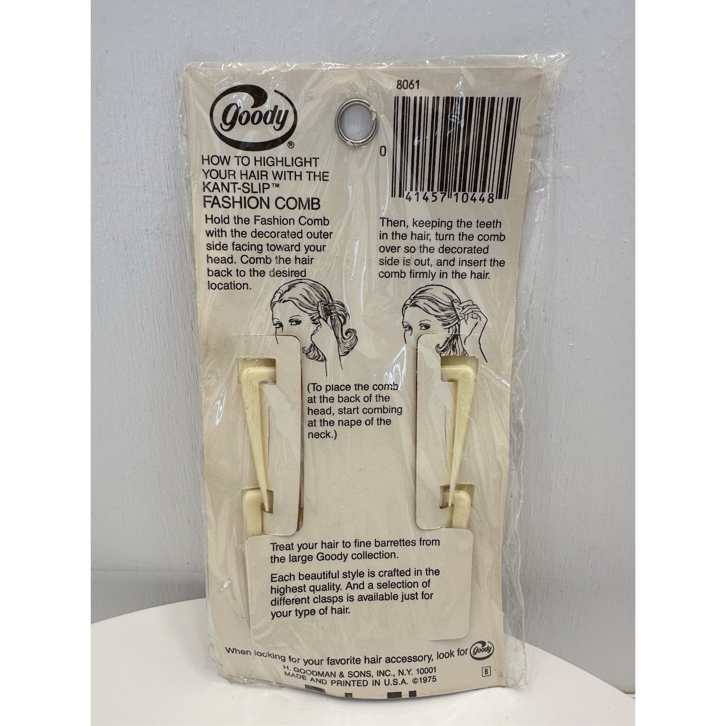 VINTAGE *NEW* 1975 Goody 8161 Kant-Slip Fashion Combs w/Bluebirds USA