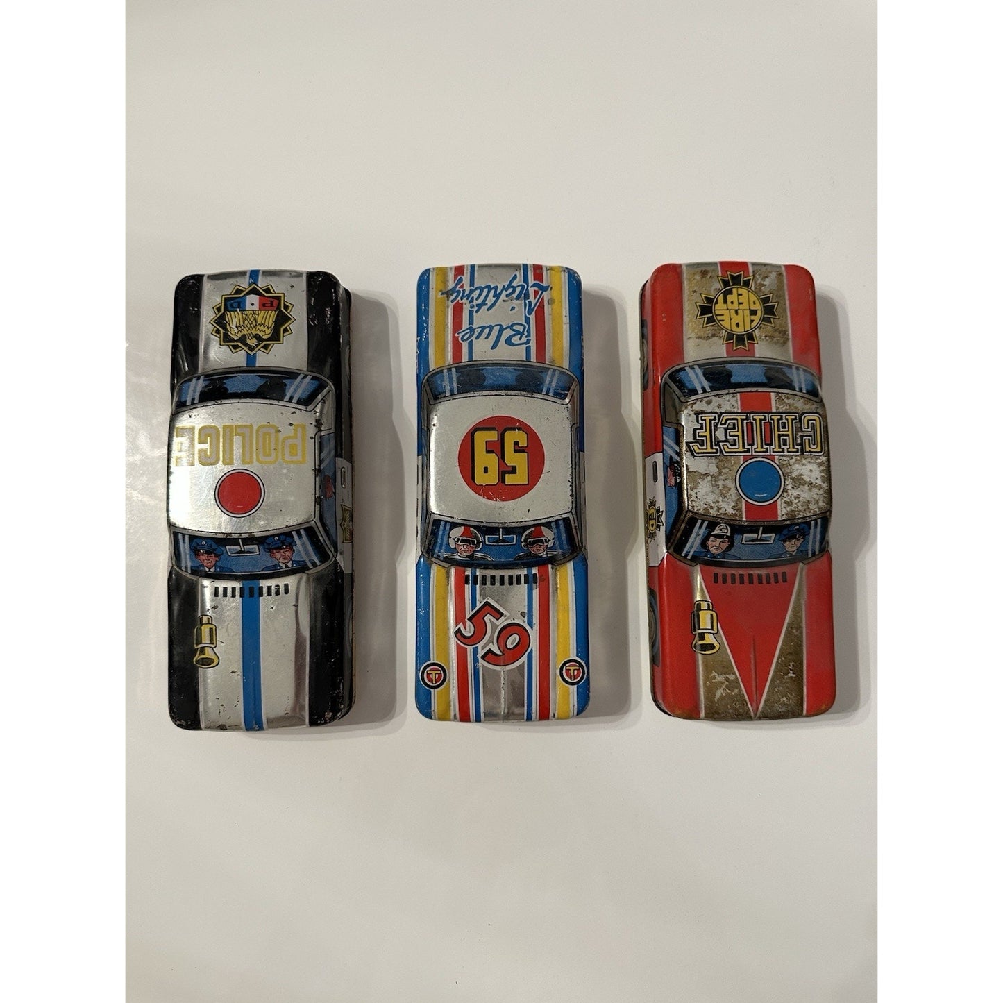 VINTAGE *NEW* 1970's Die-Cast Toy Car Bundle-Police, Fire Chief and Race Car