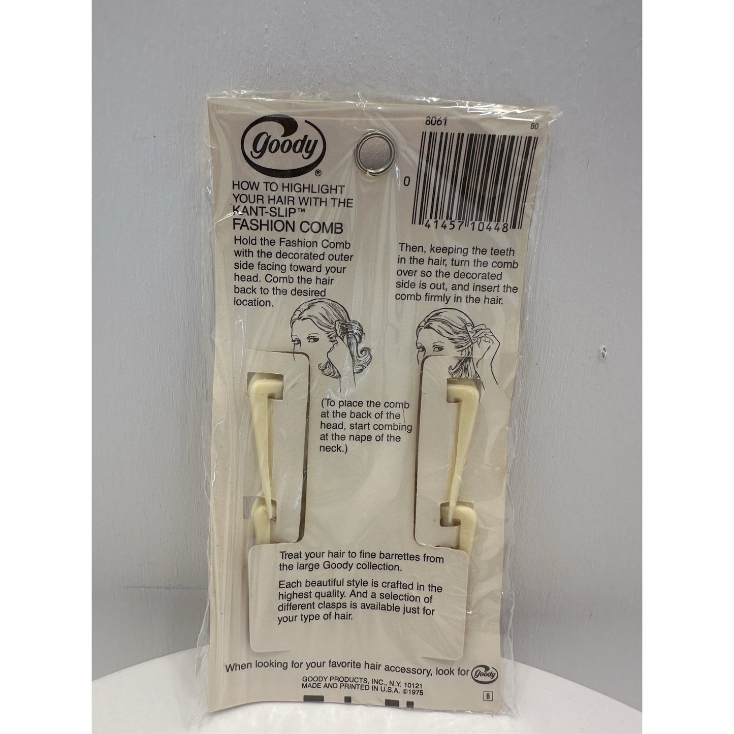 VINTAGE *NEW* 1975 Goody 8161 Kant-Slip Fashion Combs w/Roses USA