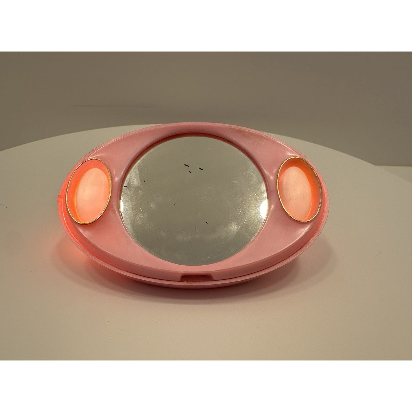 VINTAGE *NEW* 1960's Twin-Lite Beauty Lighted Hand Makeup Mirror - Pink