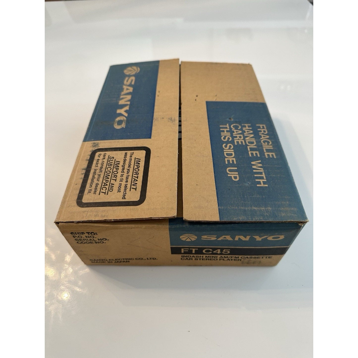 VINTAGE *NEW* Sanyo FT-C45 Indash Mini AM/FM Cassette Car Stereo 44mm chas Japan