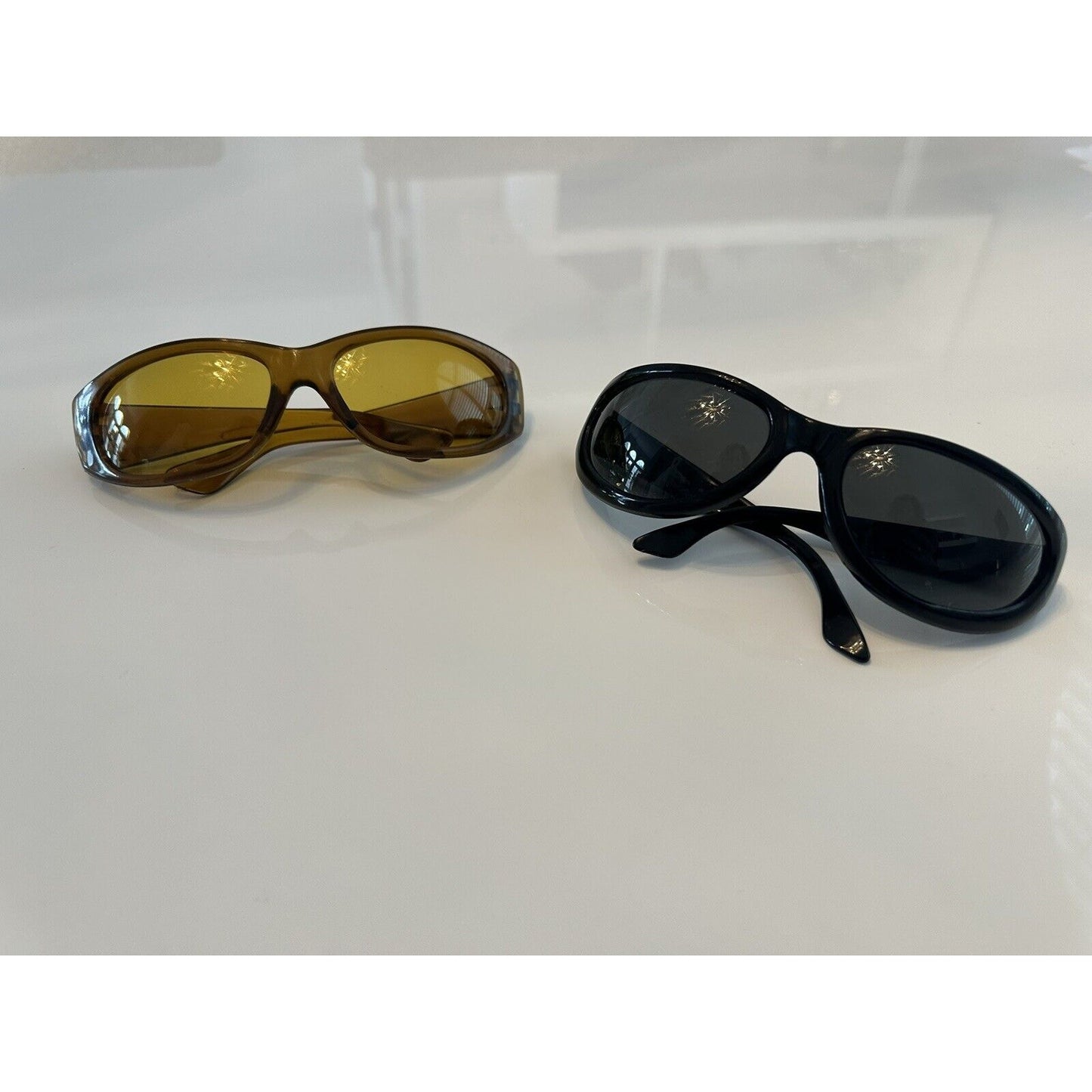 VINTAGE *NEW* Glam Unisex Sunglasses Brown/Black Set Oval Frames
