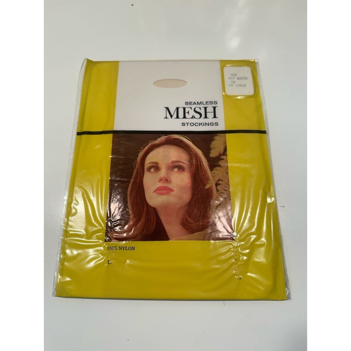 VINTAGE *NEW* 1950's Hosiery Seamless Mesh-Off White Sz 8.5 X 3