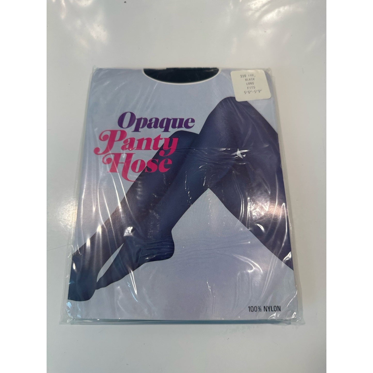 VINTAGE *NEW* Opaque 100% Nylon Panty Hose-Black/Long 5"6-5"9-6 pair