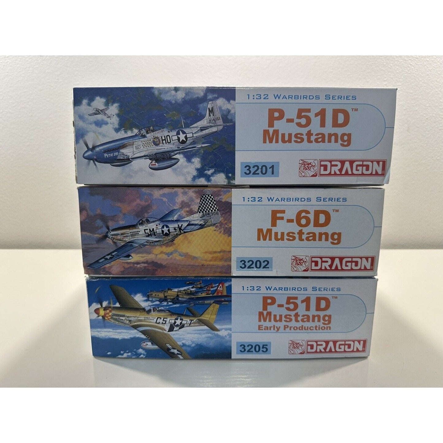 VINTAGE *NEW* DRAGON 1:32 Warbirds Series Mustang Set #3201, 3202, 3205 P-51DX2/F-6D