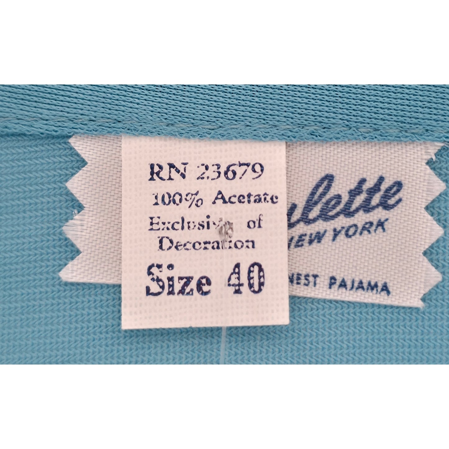 VINTAGE *NEW* 1960's Women's Blue Pajama Set with White Trim 100% Acetate Size 40