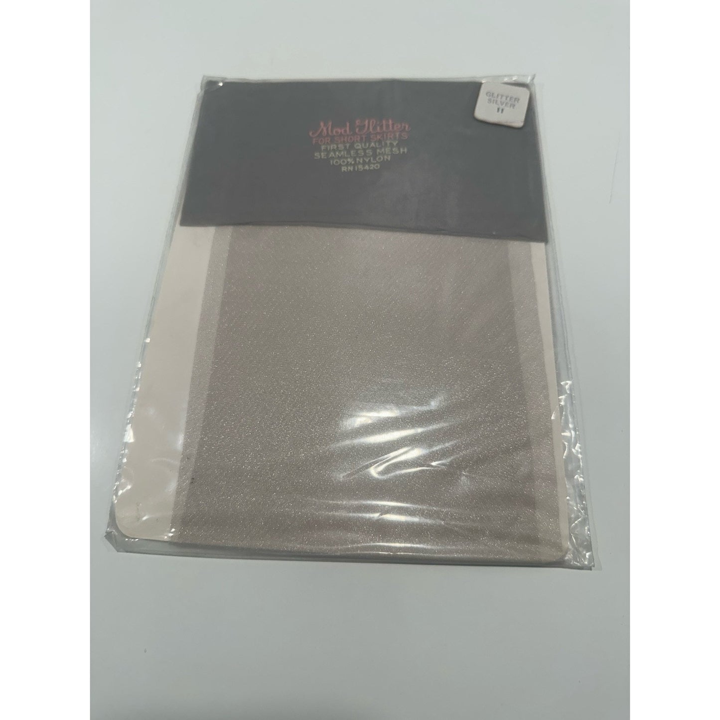 VINTAGE *NEW* Mod Glitter Hosiery-Silver Glitter Sz11M X 2 Pair
