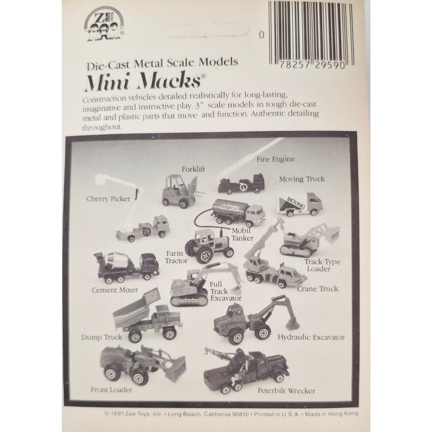 VINTAGE *NEW* 1981 Zee Mini Macks Die Cast Metal Orange Hydraulic Excavator