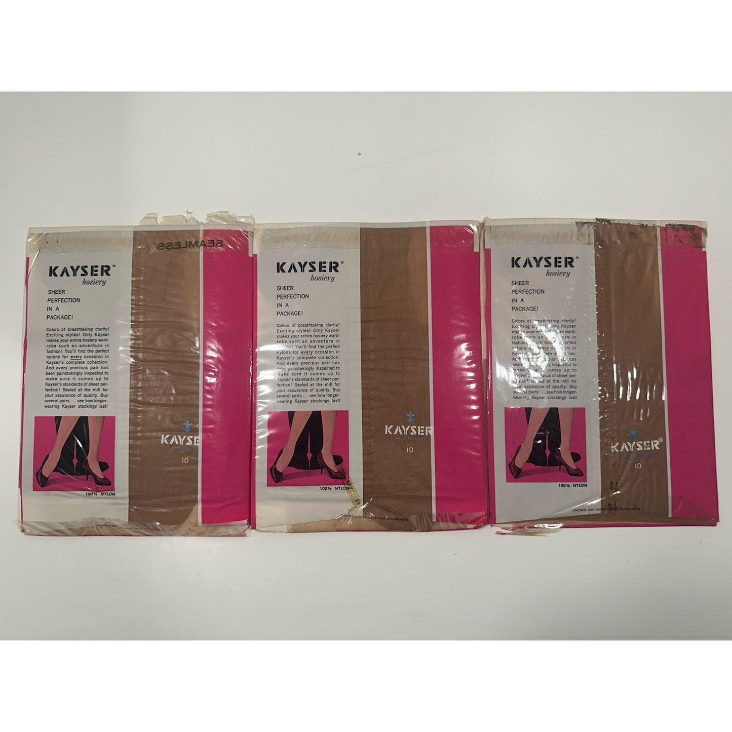 VINTAGE *NEW* 1950's Kayser Hosiery Seamless-Self Service-Shell Beige Sz 10 X 3