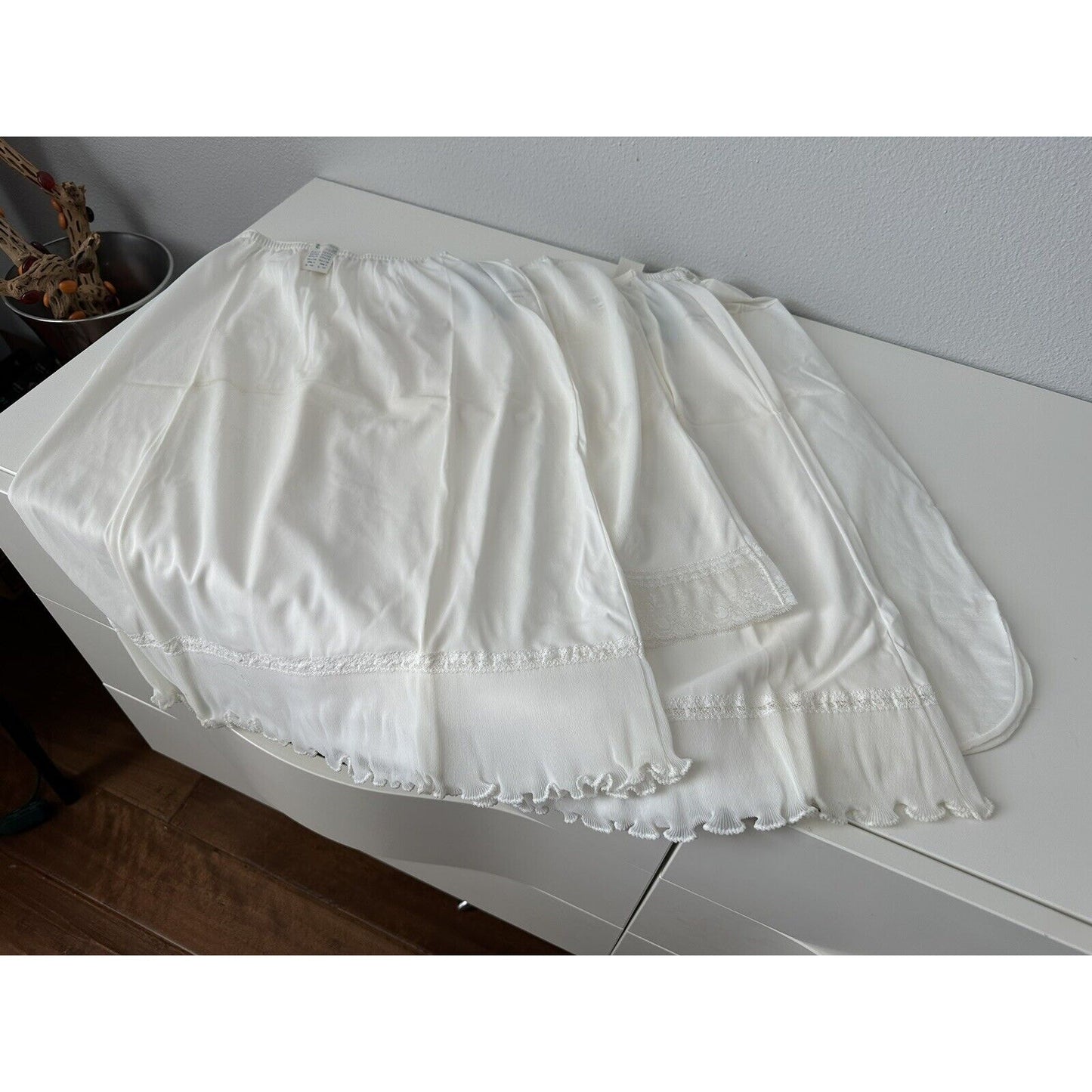 VINTAGE *NEW* Kayser Women's Slip/Petticoat Small White Nylon Set=4