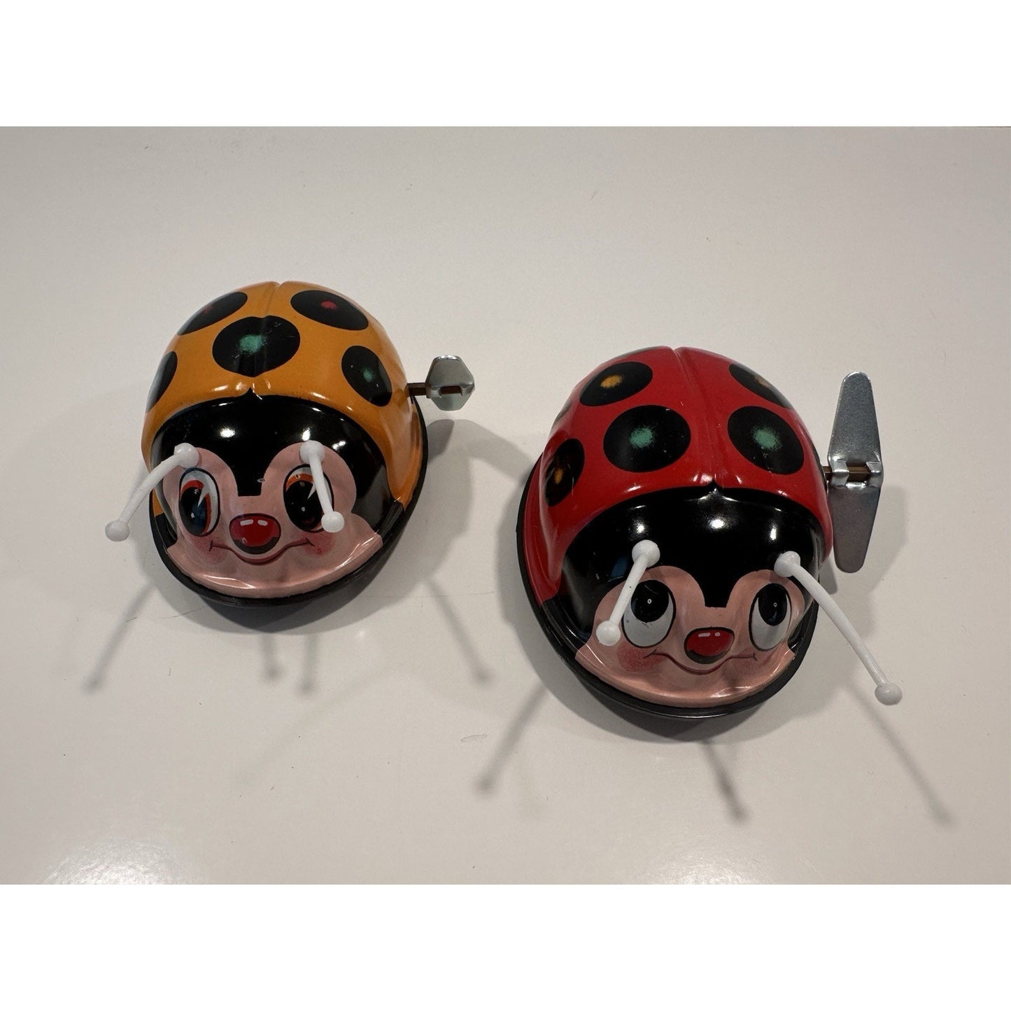 VINTAGE *NEW* 1960's K Lady Bug Wind-Up Metal Toy Set Japan