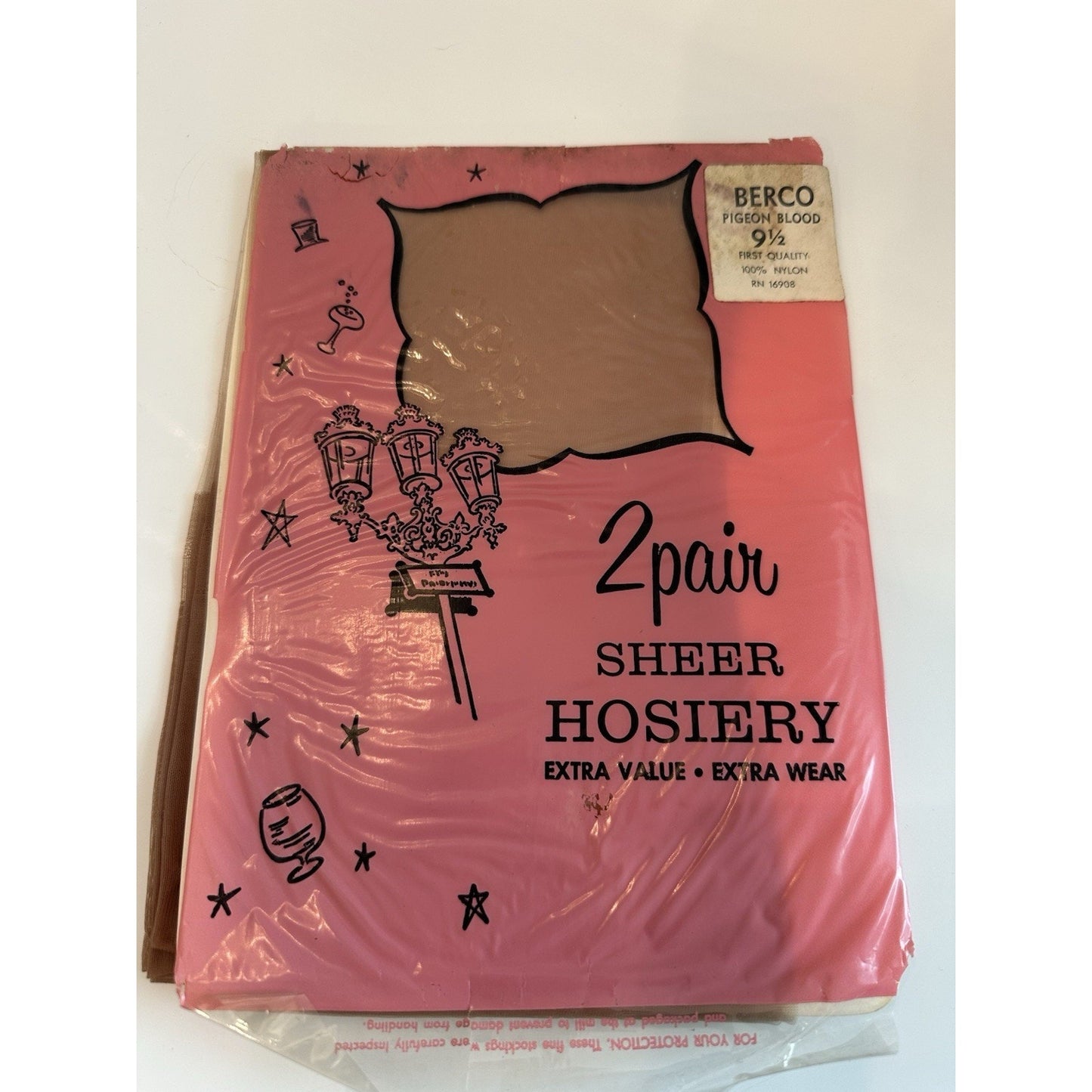 VINTAGE *NEW* Berco Hosiery-Seamless-Pigeon Blood-Sz 9.5M-1 X 2-Pair/Pack