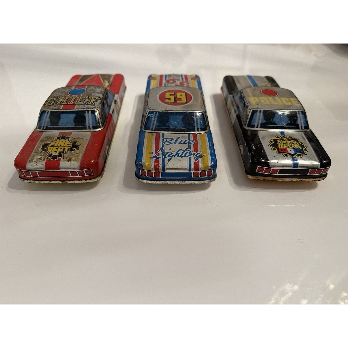 VINTAGE *NEW* 1970's Die-Cast Toy Car Bundle-Police, Fire Chief and Race Car