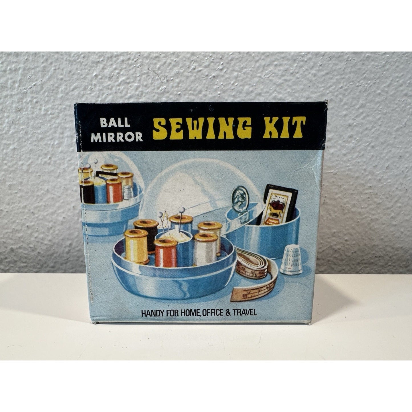 VINTAGE *NEW* Travel/Mini Ball Mirror Sewing Kit 4 X Thread Rolls + Supplies
