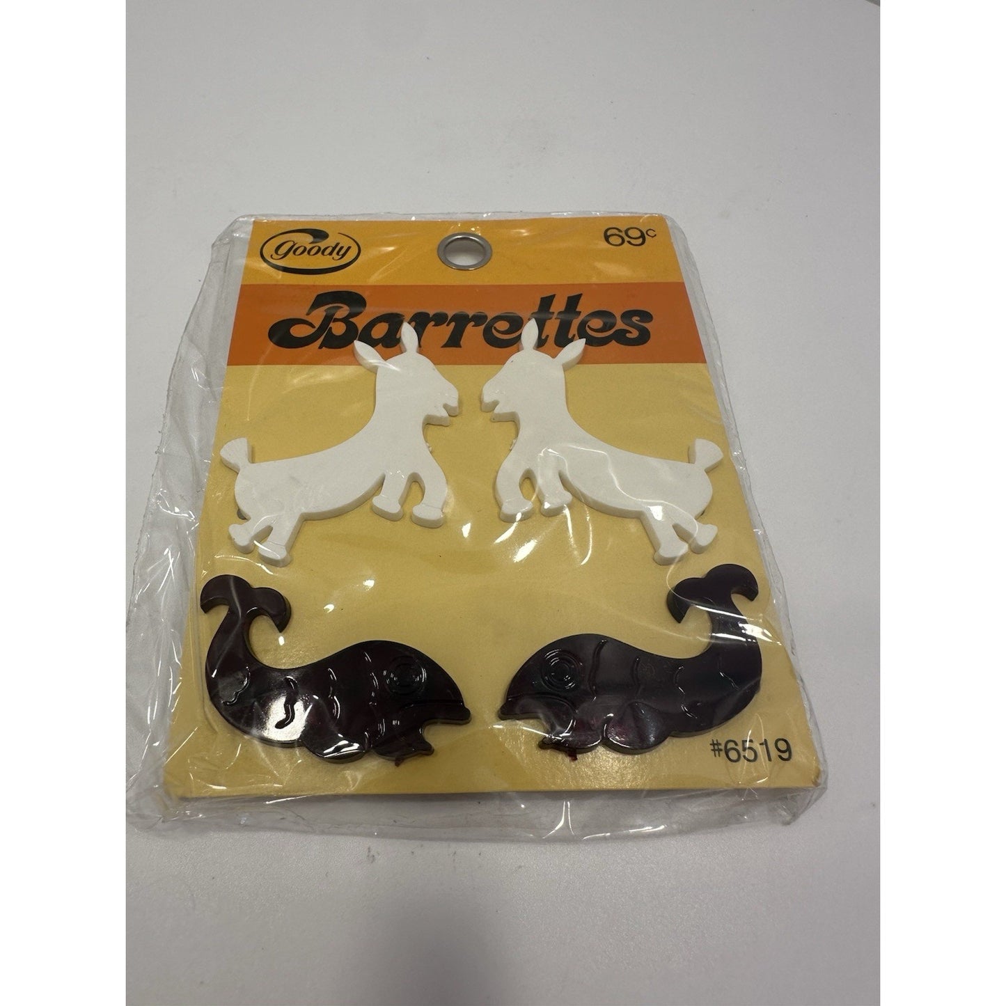 VINTAGE *NEW* 1975 Goody 6519 Barrettes w/Donkeys and Whales